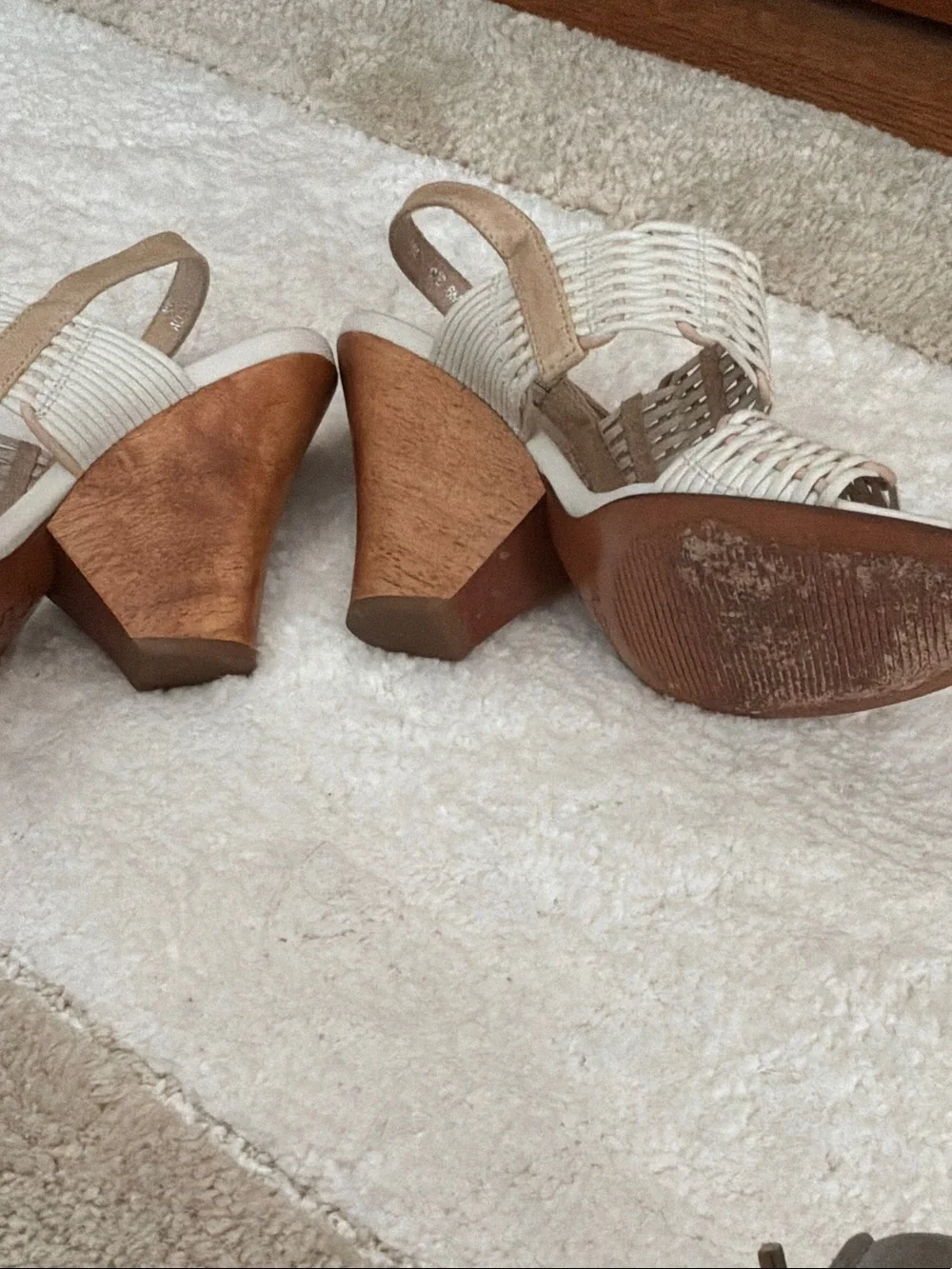 Via Spiga Cream/white Woven-Strap Slingback Sandals